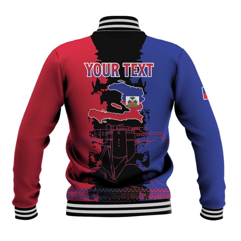Personalised Haitian Heritage Month Baseball Jacket Citadelle Laferriere Dashiki Pattern