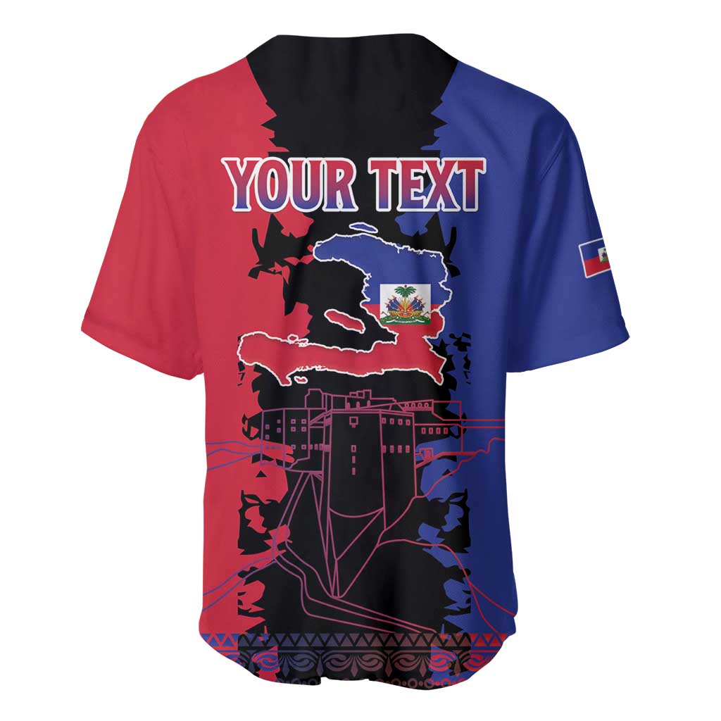 Personalised Haitian Heritage Month Baseball Jersey Citadelle Laferriere Dashiki Pattern