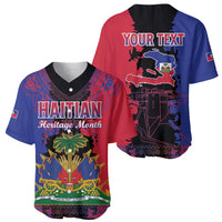 Personalised Haitian Heritage Month Baseball Jersey Citadelle Laferriere Dashiki Pattern