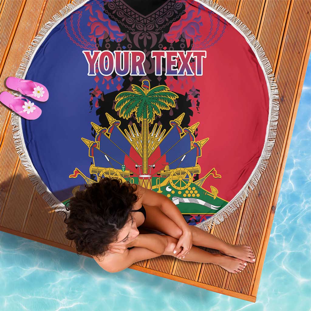 Personalised Haitian Heritage Month Beach Blanket Citadelle Laferriere Dashiki Pattern