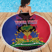 Personalised Haitian Heritage Month Beach Blanket Citadelle Laferriere Dashiki Pattern