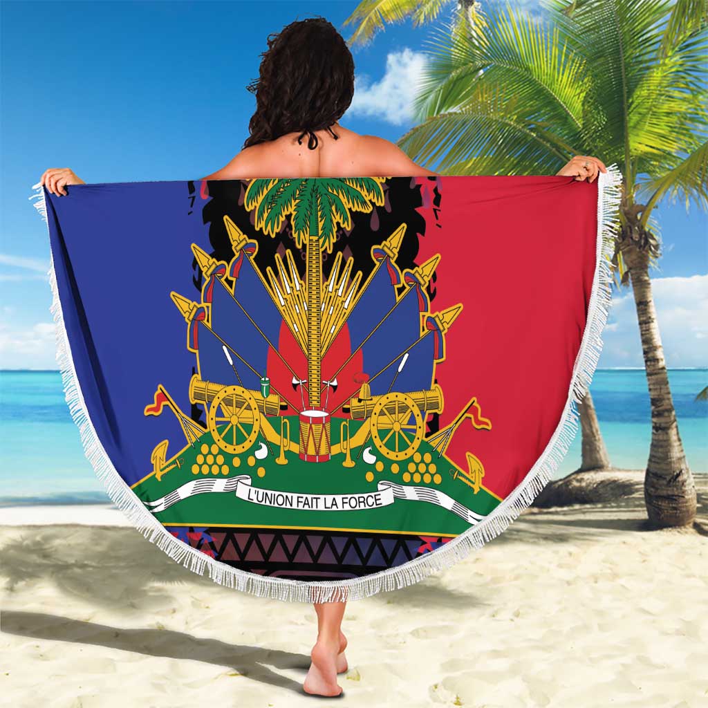 Personalised Haitian Heritage Month Beach Blanket Citadelle Laferriere Dashiki Pattern