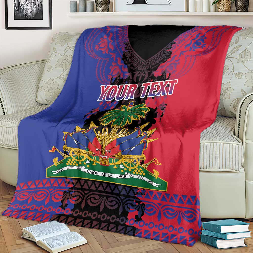 Personalised Haitian Heritage Month Blanket Citadelle Laferriere Dashiki Pattern