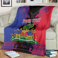 Personalised Haitian Heritage Month Blanket Citadelle Laferriere Dashiki Pattern