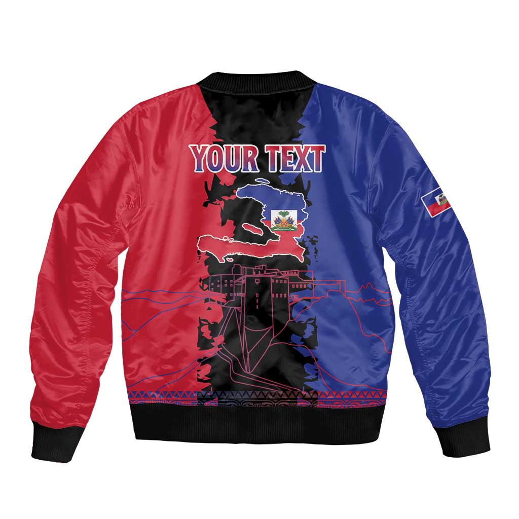 Personalised Haitian Heritage Month Bomber Jacket Citadelle Laferriere Dashiki Pattern