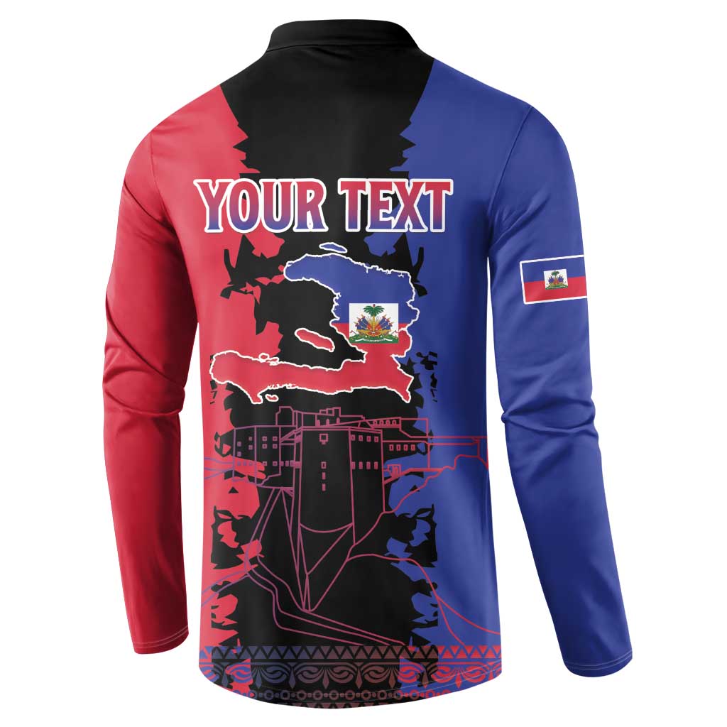 Personalised Haitian Heritage Month Button Sweatshirt Citadelle Laferriere Dashiki Pattern