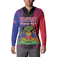 Personalised Haitian Heritage Month Button Sweatshirt Citadelle Laferriere Dashiki Pattern