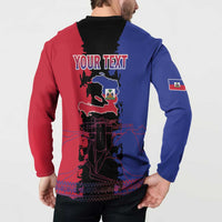 Personalised Haitian Heritage Month Button Sweatshirt Citadelle Laferriere Dashiki Pattern