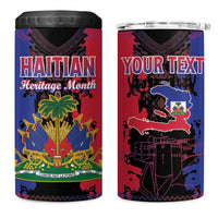 Personalised Haitian Heritage Month 4 in 1 Can Cooler Tumbler Citadelle Laferriere Dashiki Pattern