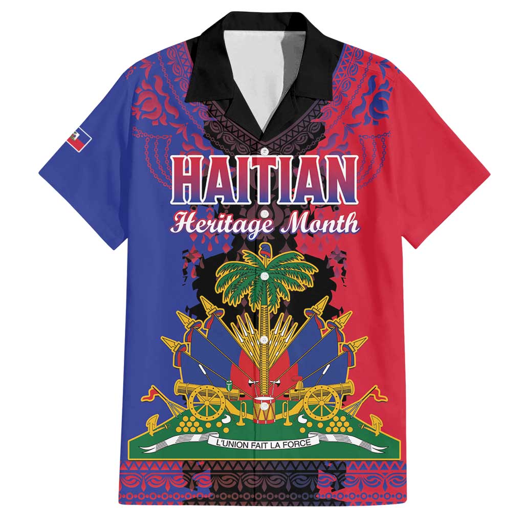 Personalised Haitian Heritage Month Family Matching Long Sleeve Bodycon Dress and Hawaiian Shirt Citadelle Laferriere Dashiki Pattern