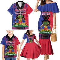 Personalised Haitian Heritage Month Family Matching Mermaid Dress and Hawaiian Shirt Citadelle Laferriere Dashiki Pattern