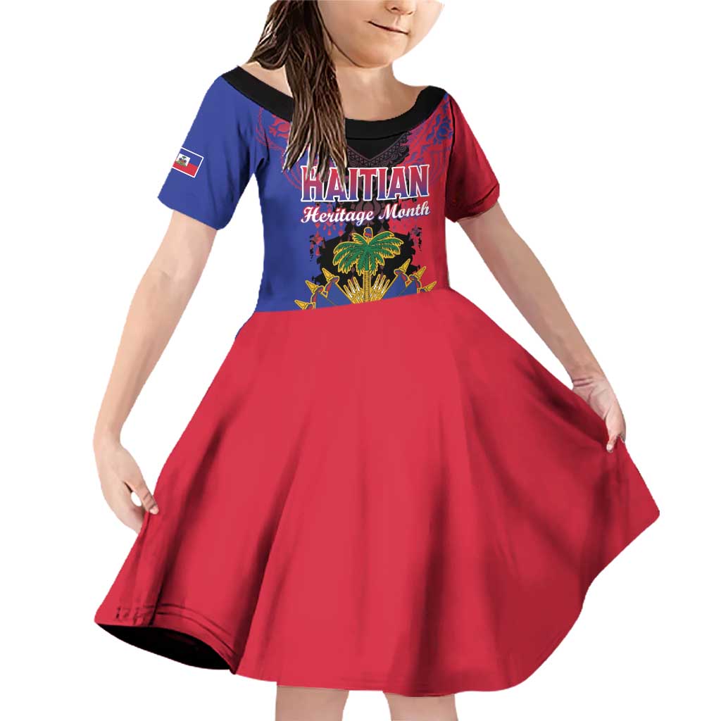 Personalised Haitian Heritage Month Family Matching Off Shoulder Short Dress and Hawaiian Shirt Citadelle Laferriere Dashiki Pattern