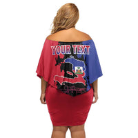Personalised Haitian Heritage Month Family Matching Off Shoulder Short Dress and Hawaiian Shirt Citadelle Laferriere Dashiki Pattern