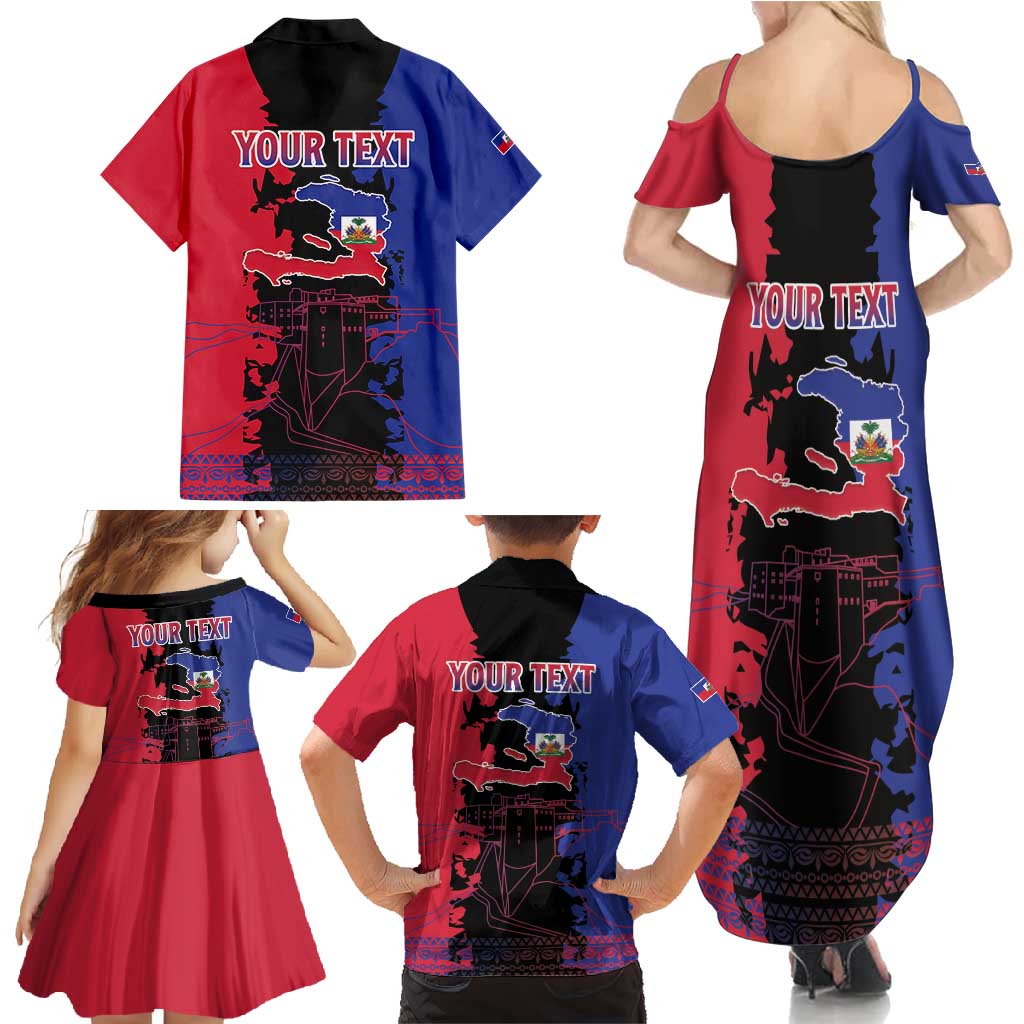 Personalised Haitian Heritage Month Family Matching Summer Maxi Dress and Hawaiian Shirt Citadelle Laferriere Dashiki Pattern