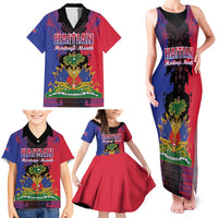 Personalised Haitian Heritage Month Family Matching Tank Maxi Dress and Hawaiian Shirt Citadelle Laferriere Dashiki Pattern
