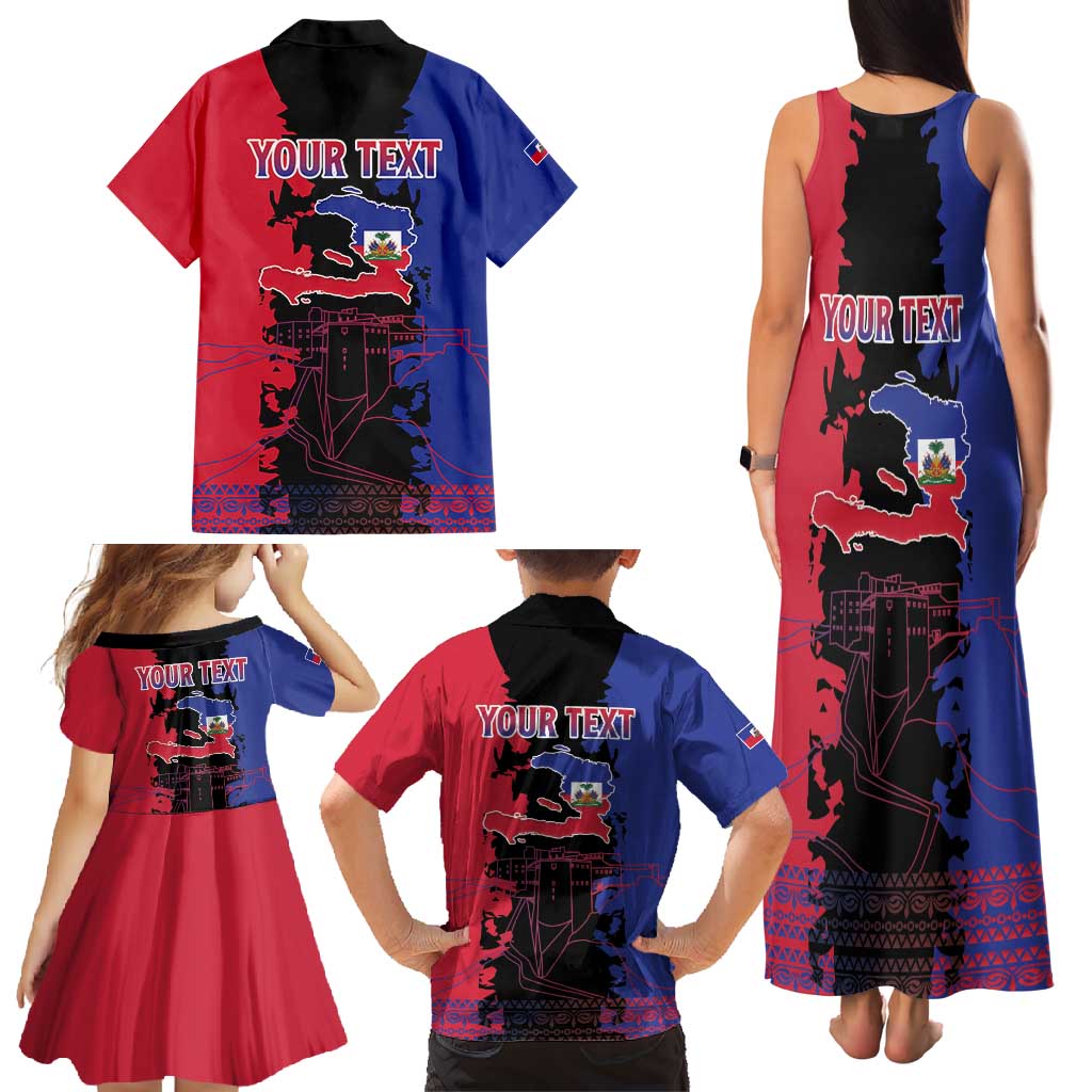 Personalised Haitian Heritage Month Family Matching Tank Maxi Dress and Hawaiian Shirt Citadelle Laferriere Dashiki Pattern