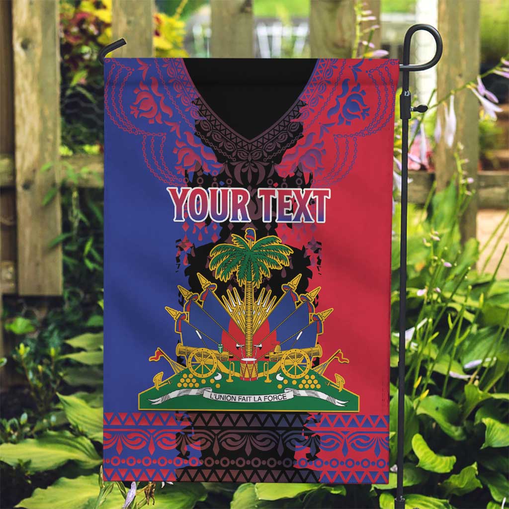 Personalised Haitian Heritage Month Garden Flag Citadelle Laferriere Dashiki Pattern