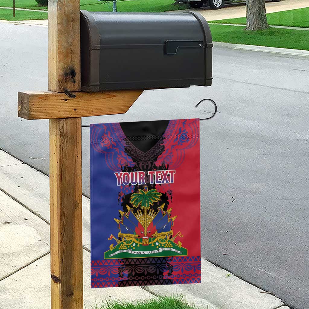 Personalised Haitian Heritage Month Garden Flag Citadelle Laferriere Dashiki Pattern