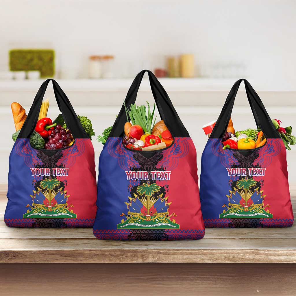 Personalised Haitian Heritage Month Grocery Bag Citadelle Laferriere Dashiki Pattern