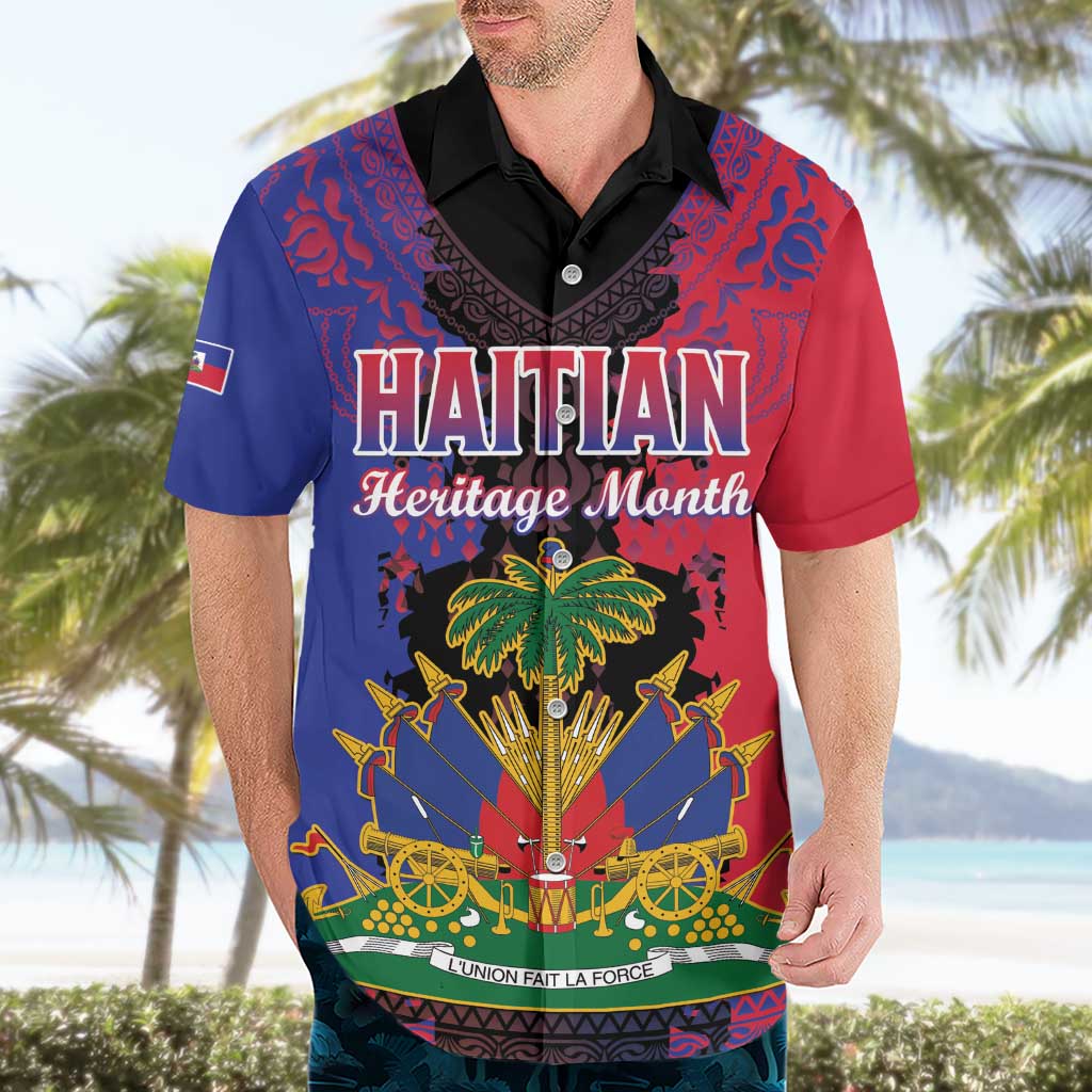 Personalised Haitian Heritage Month Hawaiian Shirt Citadelle Laferriere Dashiki Pattern