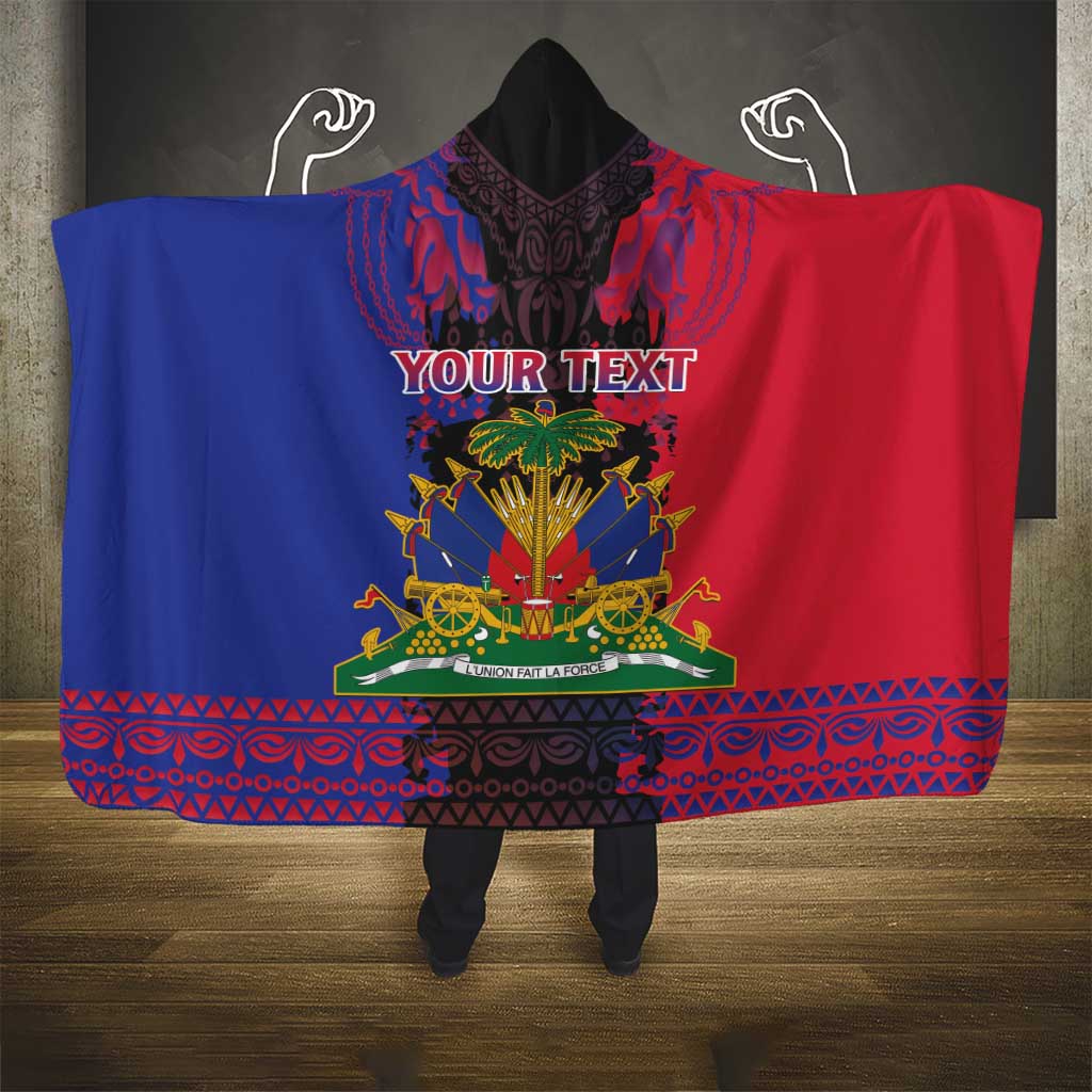 Personalised Haitian Heritage Month Hooded Blanket Citadelle Laferriere Dashiki Pattern