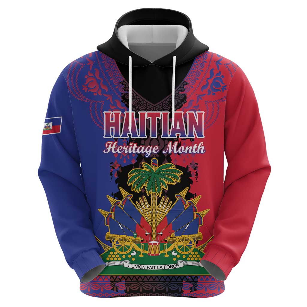 Personalised Haitian Heritage Month Hoodie Citadelle Laferriere Dashiki Pattern