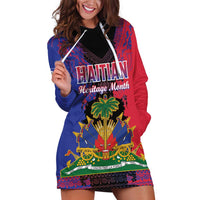 Personalised Haitian Heritage Month Hoodie Dress Citadelle Laferriere Dashiki Pattern