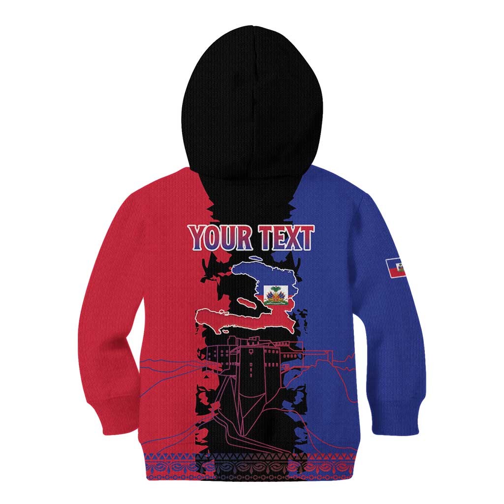 Personalised Haitian Heritage Month Kid Hoodie Citadelle Laferriere Dashiki Pattern