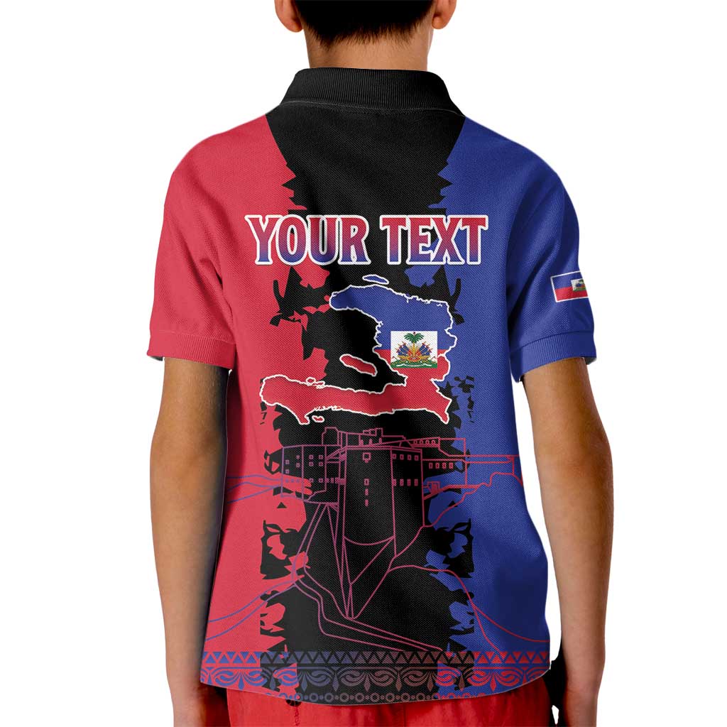 Personalised Haitian Heritage Month Kid Polo Shirt Citadelle Laferriere Dashiki Pattern