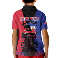 Personalised Haitian Heritage Month Kid Polo Shirt Citadelle Laferriere Dashiki Pattern
