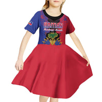 Personalised Haitian Heritage Month Kid Short Sleeve Dress Citadelle Laferriere Dashiki Pattern