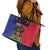 Personalised Haitian Heritage Month Leather Tote Bag Citadelle Laferriere Dashiki Pattern