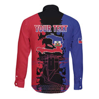 Personalised Haitian Heritage Month Long Sleeve Button Shirt Citadelle Laferriere Dashiki Pattern