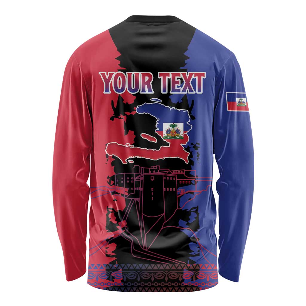 Personalised Haitian Heritage Month Long Sleeve Shirt Citadelle Laferriere Dashiki Pattern