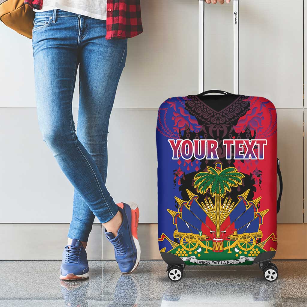 Personalised Haitian Heritage Month Luggage Cover Citadelle Laferriere Dashiki Pattern