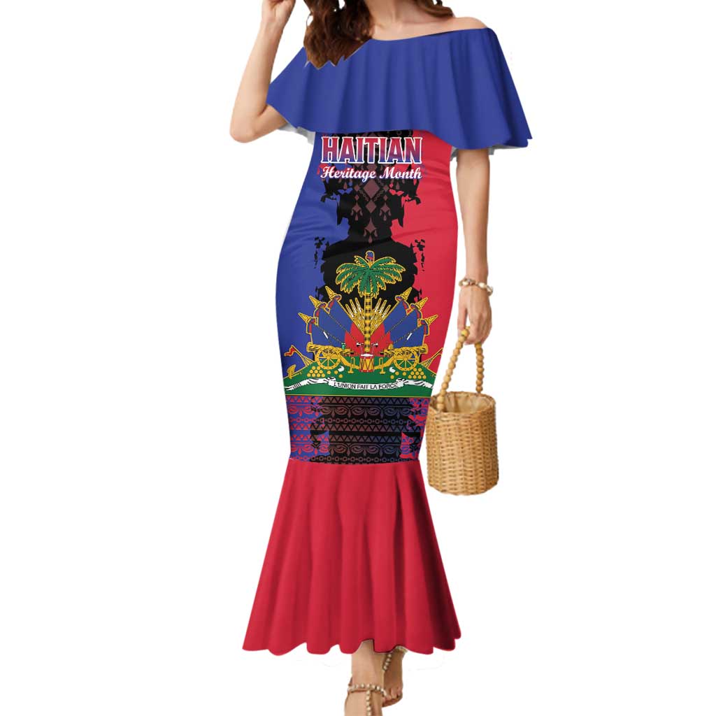 Personalised Haitian Heritage Month Mermaid Dress Citadelle Laferriere Dashiki Pattern