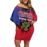 Personalised Haitian Heritage Month Off Shoulder Short Dress Citadelle Laferriere Dashiki Pattern