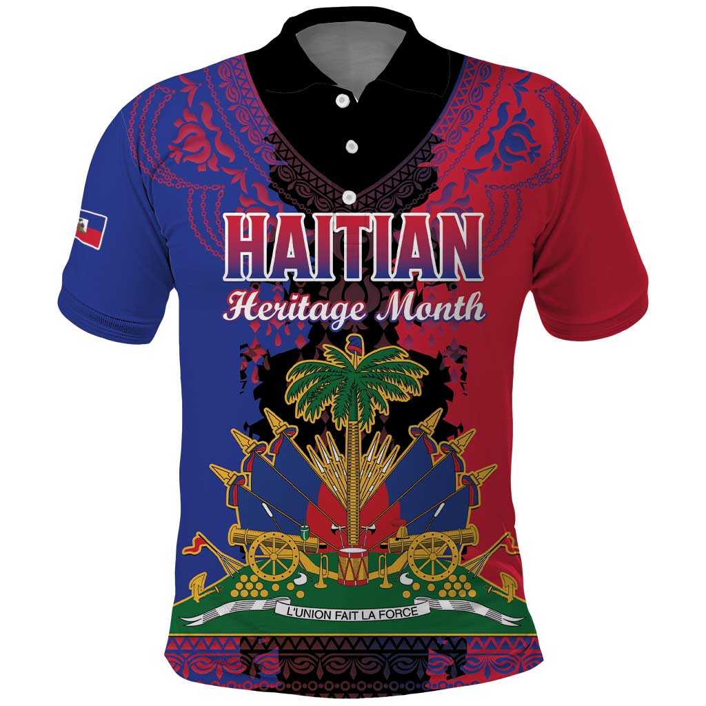Personalised Haitian Heritage Month Polo Shirt Citadelle Laferriere Dashiki Pattern