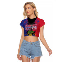 Personalised Haitian Heritage Month Raglan Cropped T Shirt Citadelle Laferriere Dashiki Pattern