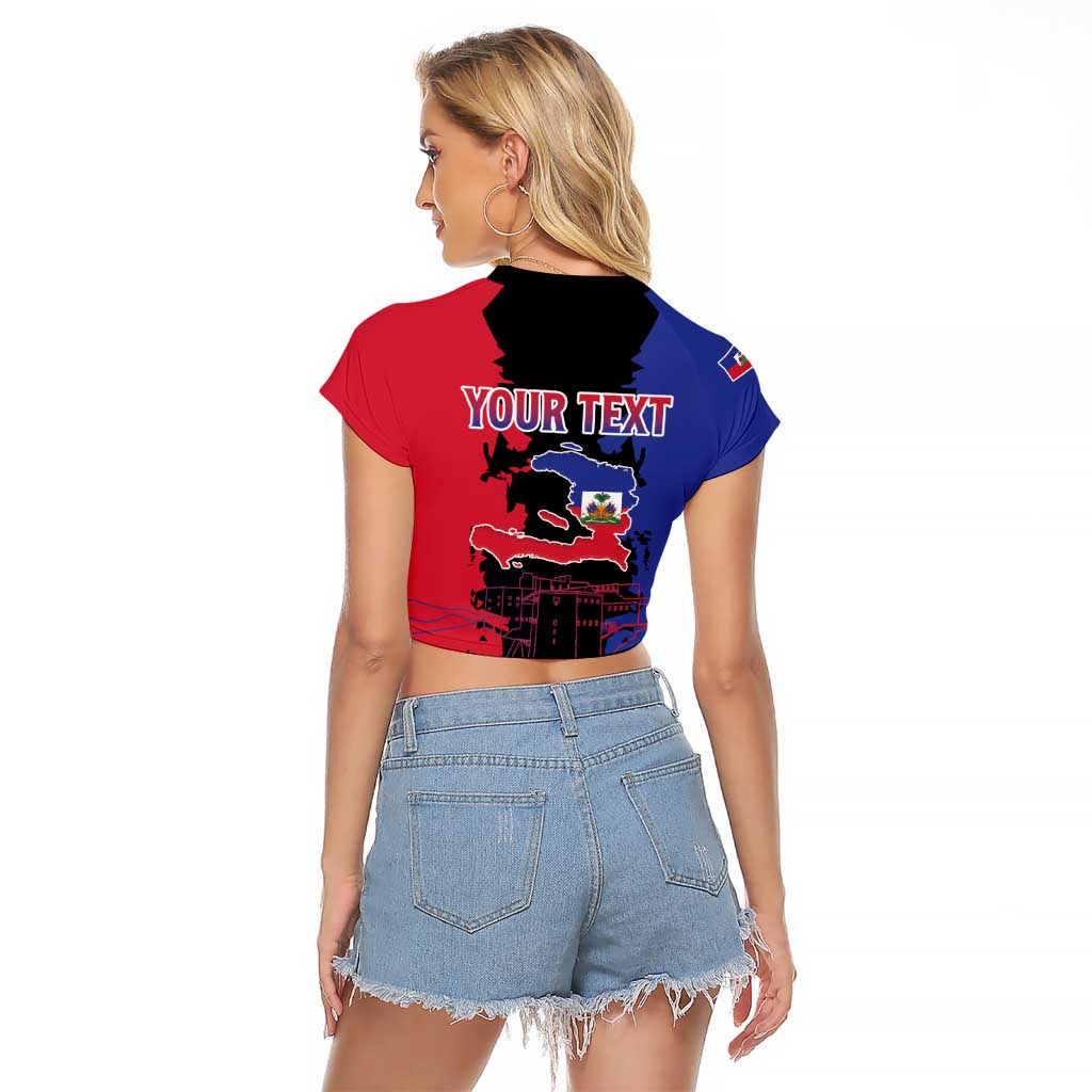 Personalised Haitian Heritage Month Raglan Cropped T Shirt Citadelle Laferriere Dashiki Pattern