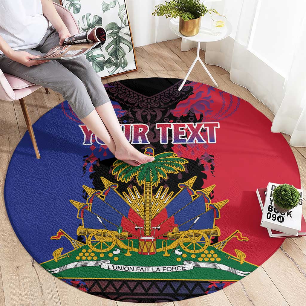 Personalised Haitian Heritage Month Round Carpet Citadelle Laferriere Dashiki Pattern