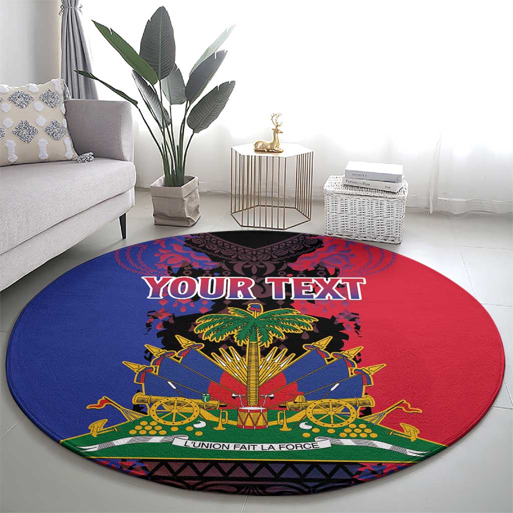 Personalised Haitian Heritage Month Round Carpet Citadelle Laferriere Dashiki Pattern