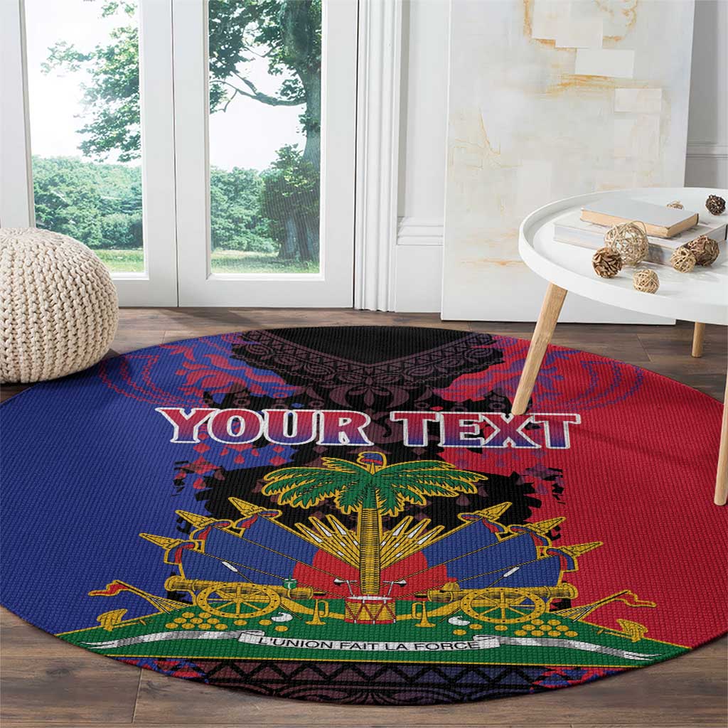 Personalised Haitian Heritage Month Round Carpet Citadelle Laferriere Dashiki Pattern