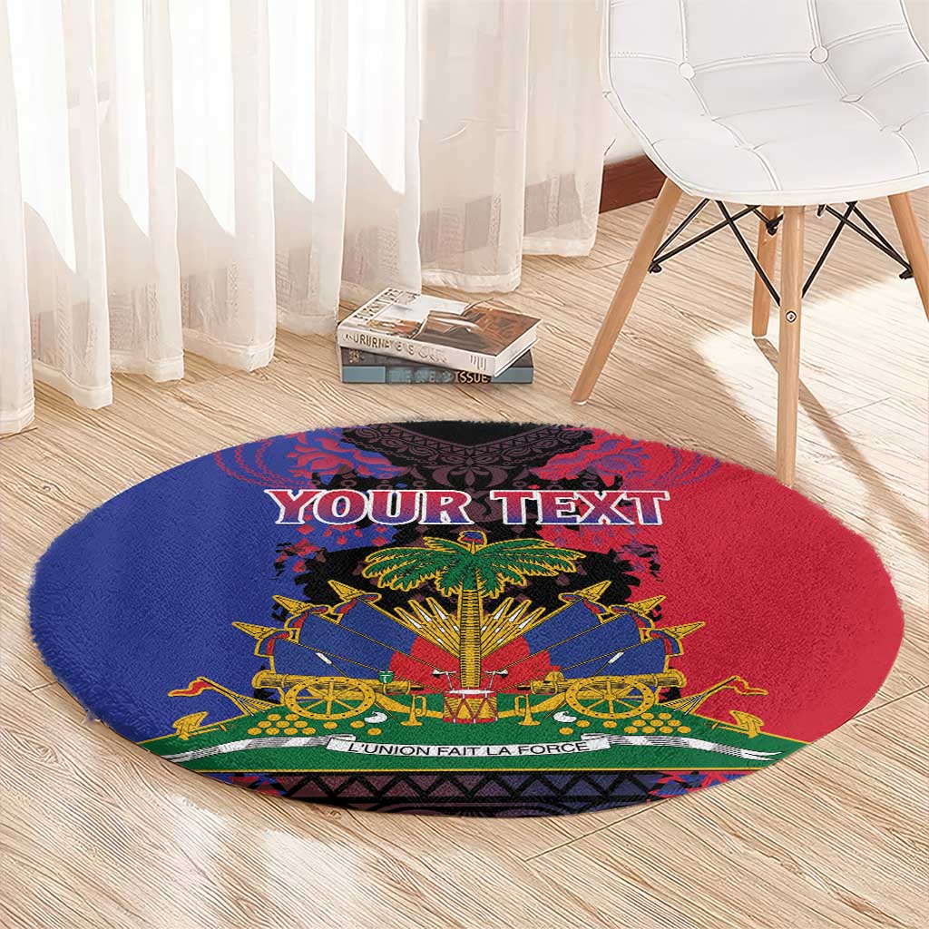Personalised Haitian Heritage Month Round Carpet Citadelle Laferriere Dashiki Pattern