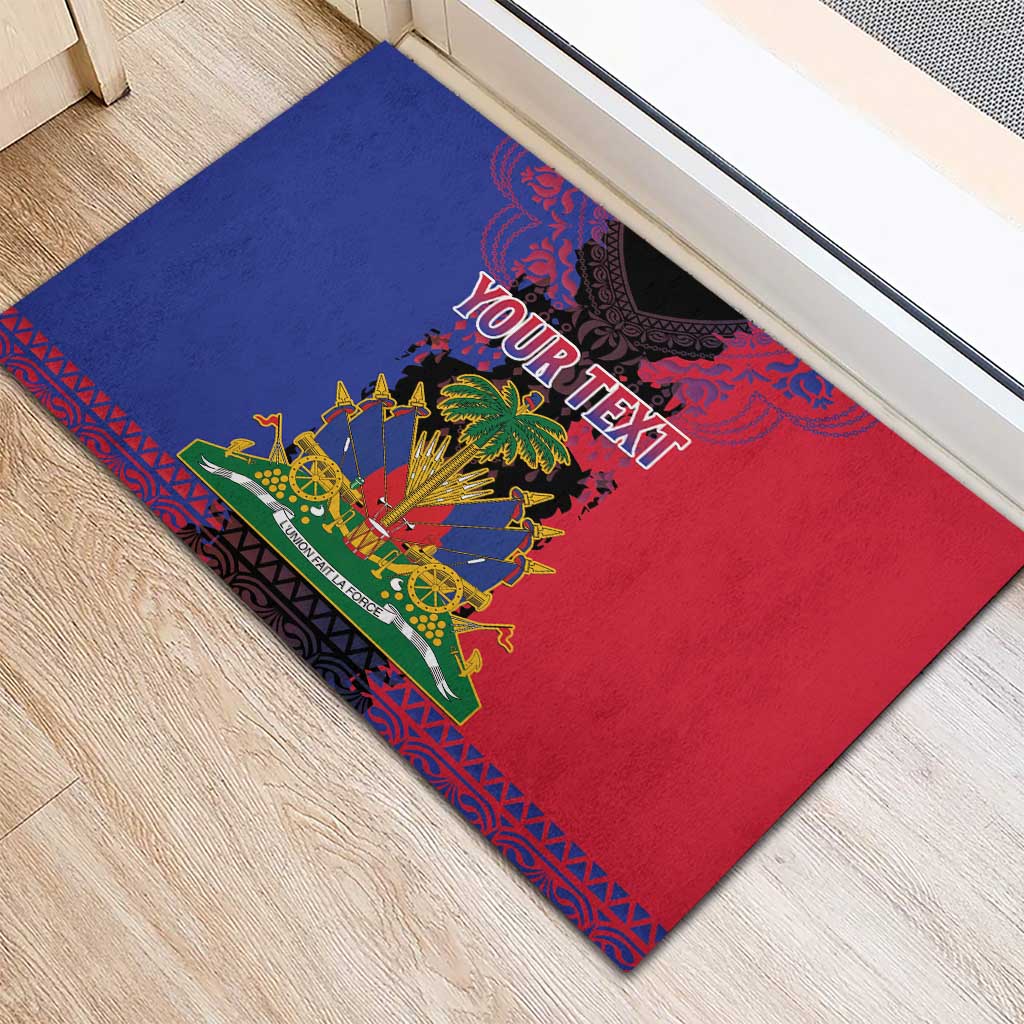 Personalised Haitian Heritage Month Rubber Doormat Citadelle Laferriere Dashiki Pattern