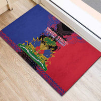 Personalised Haitian Heritage Month Rubber Doormat Citadelle Laferriere Dashiki Pattern