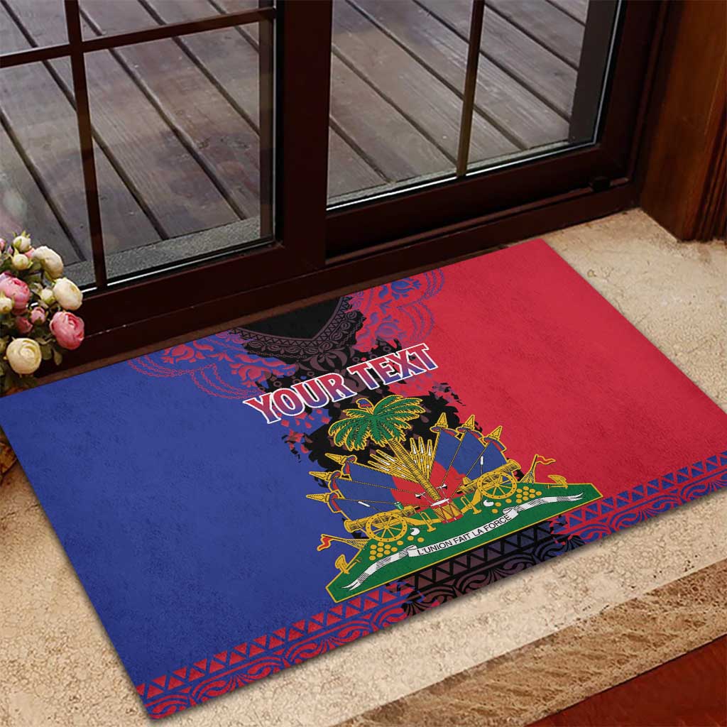 Personalised Haitian Heritage Month Rubber Doormat Citadelle Laferriere Dashiki Pattern