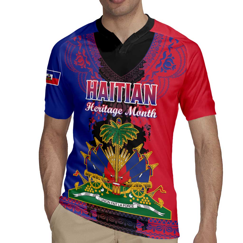 Personalised Haitian Heritage Month Rugby Jersey Citadelle Laferriere Dashiki Pattern