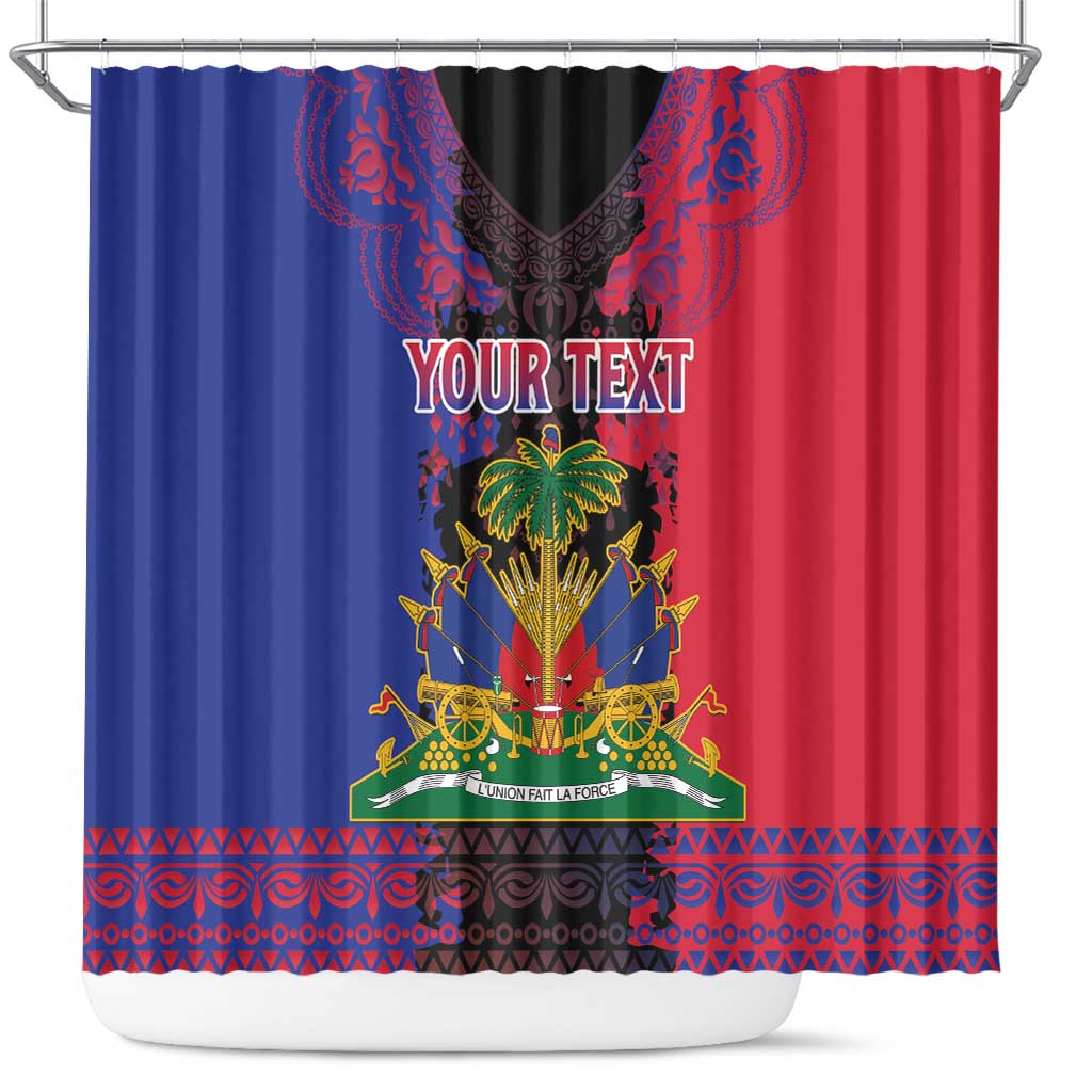 Personalised Haitian Heritage Month Shower Curtain Citadelle Laferriere Dashiki Pattern