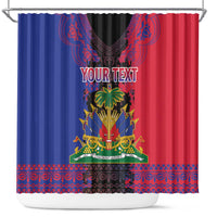 Personalised Haitian Heritage Month Shower Curtain Citadelle Laferriere Dashiki Pattern